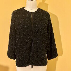 Vintage Hand-Beaded Silk-Lined Cardigan